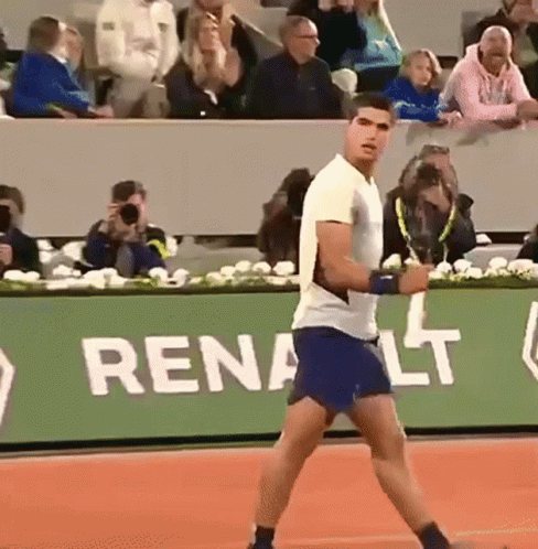 Man Playing Tennis On Court With Renault Sign GIF