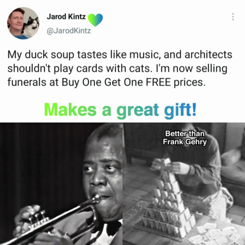 Man Playing Trumpet Next to Jarod Kitz Tweet