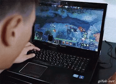Man Playing Video Game On Laptop Gifak-Net GIF