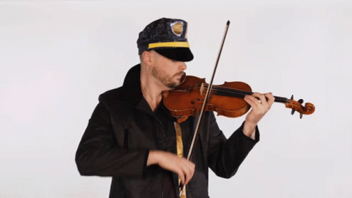 Man Playing Violin With Police Hat
