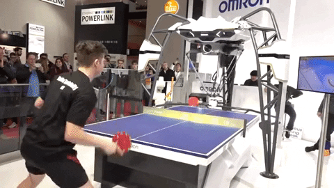 Man Plays Table Tennis With Machine GIF