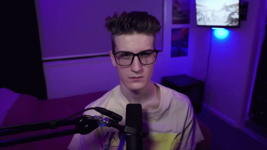 Man Podcasting Flex His Muscle GIF