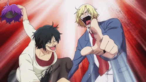 Man Pointing at Another Man with Open Mouth