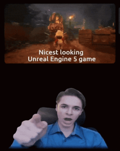 Man Pointing At Screen Saying Nicest Looking Unreal Engine 5 Game GIF