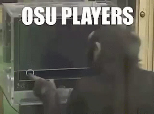 Man Pointing at Screen Saying Osu Players