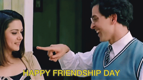 Man Pointing At Woman Saying Happy Friendship Day GIF