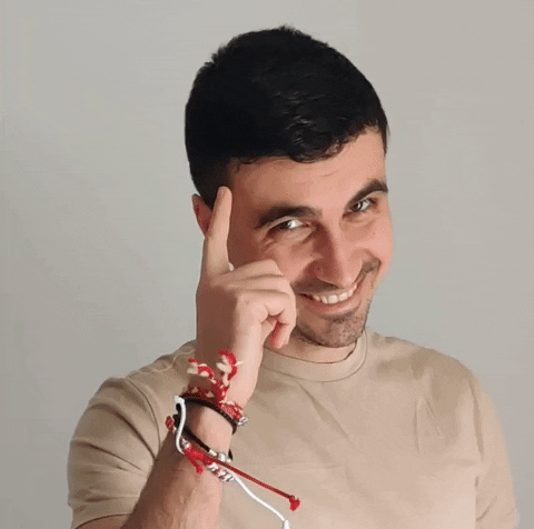 Man Pointing Head With Sharp Idea GIF