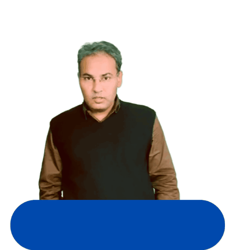 Man Pointing Up In Front Of Blue Button GIF
