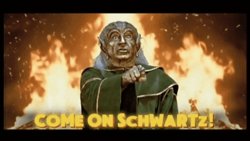 Man Pointing With Come On Schwartz