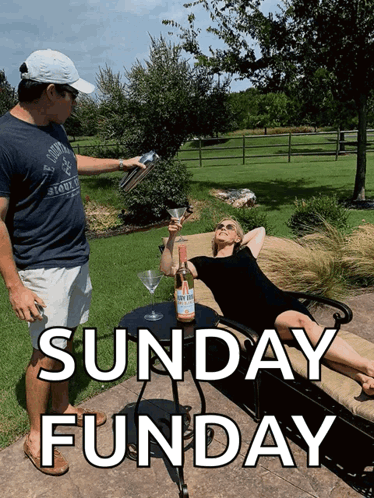Man Pouring Wine Woman Laying Couch Sunday Funday GIF