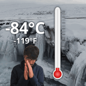 Man Praying By Waterfall With 84°C Thermometer GIF
