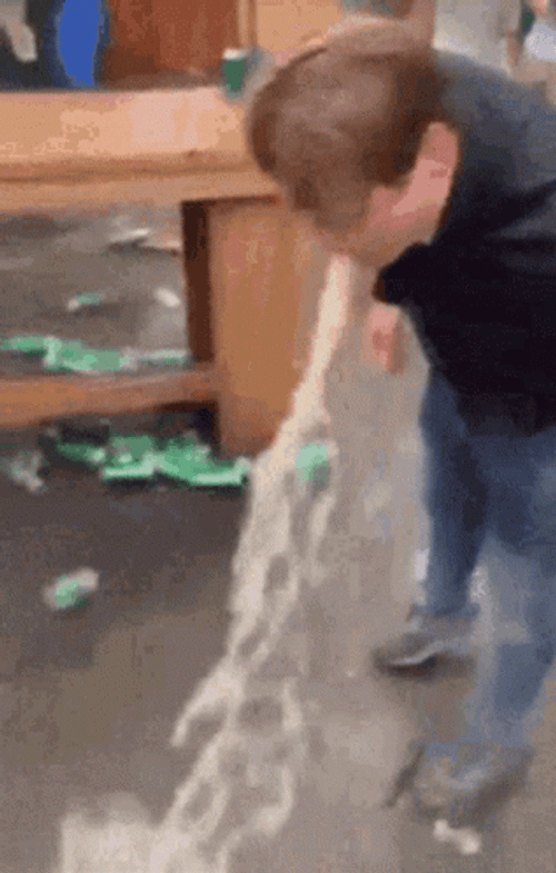 Man Puking Flowing White Mess GIF