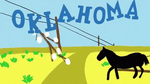 Man Pulling Horse Drawn Carriage With Oklahoma