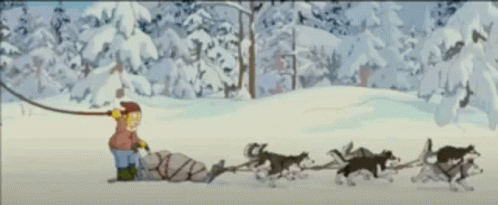 Man Pulling Sled with Huskies