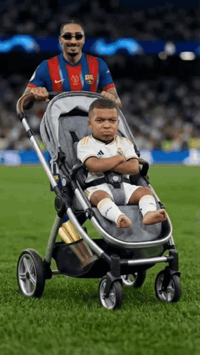 Man Pushing Baby Stroller