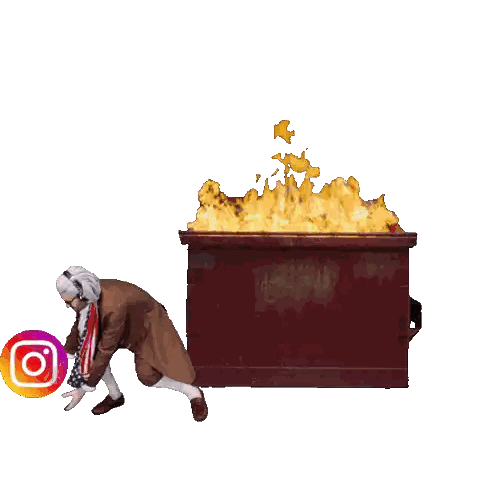 Man Pushing Burning Dumpster