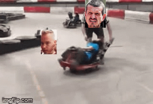 Man Pushing Child on Go Kart With Man Picture Background
