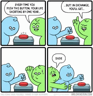 Man Pushing Red Button, Another Saying Dude GIF