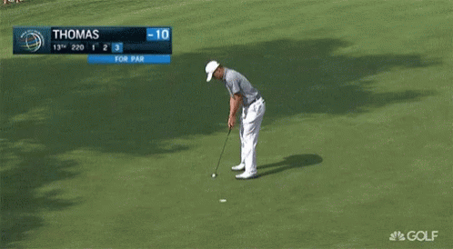 Man Putting Golf Ball on Green