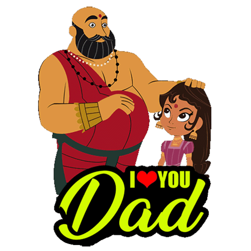 Man Putting Hand on Girl's Head I Love You Dad