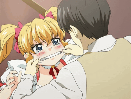 Man Putting Toothbrush In Girl's Mouth GIF