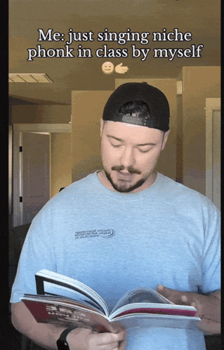 Man Reading Book Caption Singing Niche Phonk in Class
