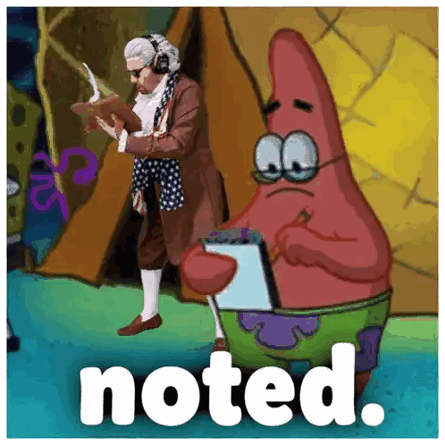 Man Reading Book Next to Patrick Star Noted