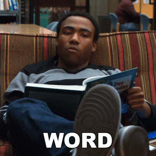 Man Reading Book On Couch Word Word GIF