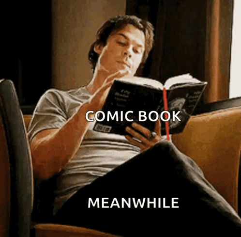 Man Reading Comic Book in Chair