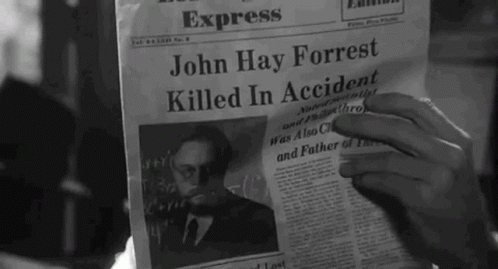 Man Reading Newspaper John Hay Forrest Killed in Accident