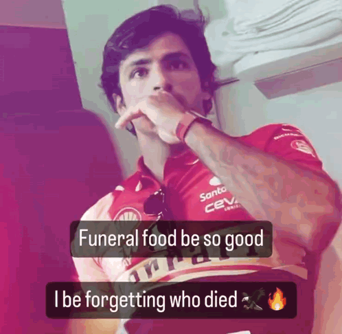 Man Red Shirt Funeral Food Be So Good GIF
