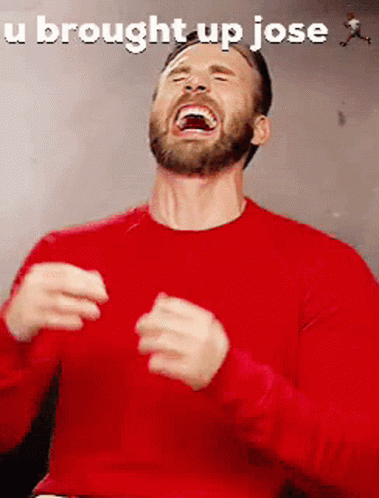 Man Red Sweater Laughing U Brought Up Jose