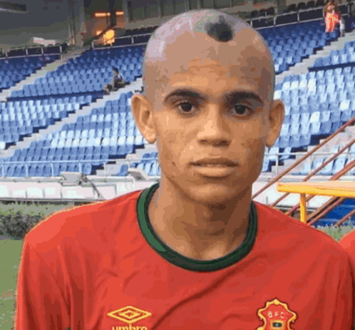 Man Red Umbro Shirt Empty Bleachers GIF