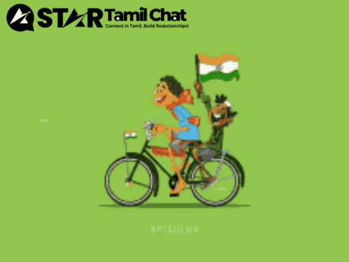 Man Riding Bike and Another Holding Indian Flag