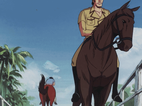 Man Riding Brown Horse GIF