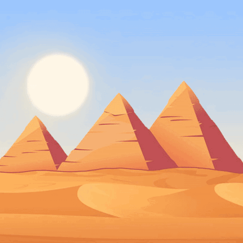 Man Riding Camel Past Pyramids