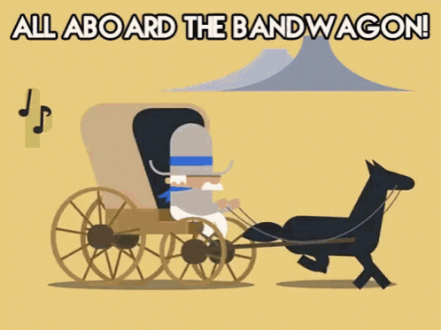 Man Riding Horse Carriage All Aboard