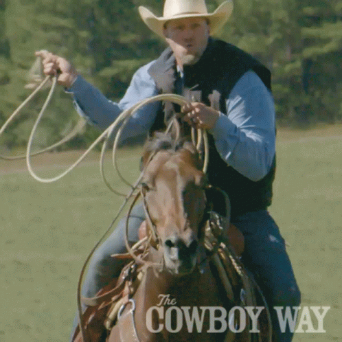 Man Riding Horse Cowboy Way