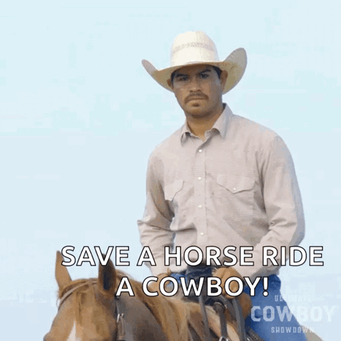 Man Riding Horse Save a Horse Ride a Cowboy
