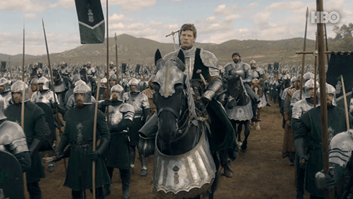Man Riding Horse With HBO Banner GIF