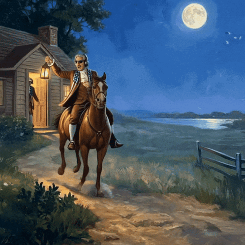Man Riding Horse with Lantern