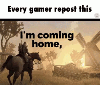 Man Riding Horse With Repost Text
