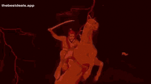 Man Riding Horse With Sword