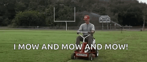 Man Riding Lawn Mower On Football Field GIF