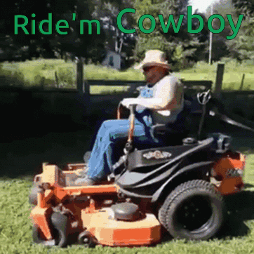 Man Riding Lawn Mower Ride M Cowboy