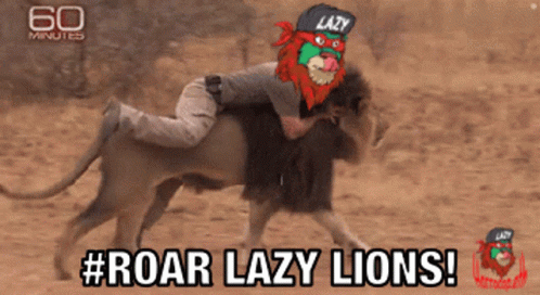 Man Riding Lion Roar GIF