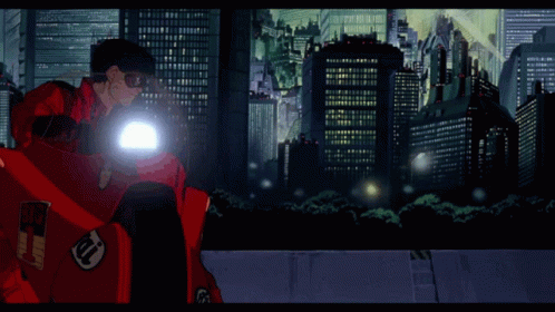 Man Riding Motorcycle in Futuristic City