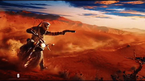 Man Riding Motorcycle Pointing Gun