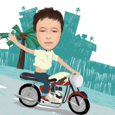 Man Riding Motorcycle with Arm Out