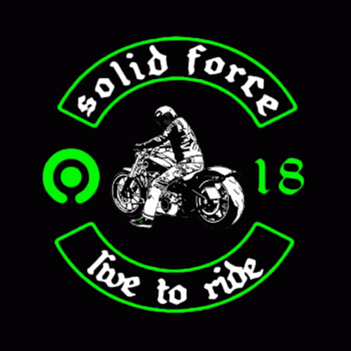 Man Riding Motorcycle With Black And Green Trot Dilos Logo GIF